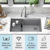 32&rdquo; Granite Composite Workstation Kitchen Sink Undermount Single Bowl with WorkFlow&trade; Ledge and Accessories in Dark Grey